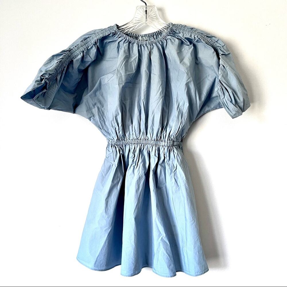 COS girls light blue poplin cinched dress size 4-6 yrs